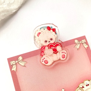 新作予約☆CHO247 Cherish365【Cherish Cherry Bear - Heart】アクリル クリップ／手帳アクセサリー