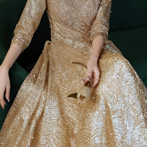 シャンパンゴールド イヴニングドレス D1126 | 演奏会・ステージ