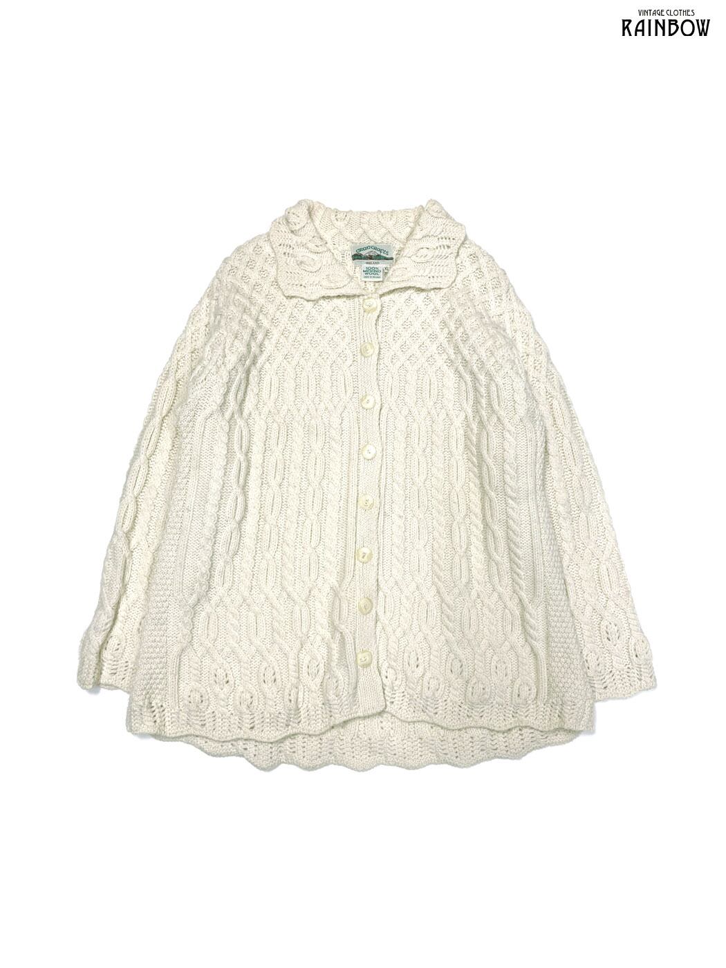 アトリエまりこ　カーディガン　アイボリー　ホワイト　ヴィンテージ　古着 Alley Tokyo カーディガン 古着っぽな花BIGカーデ レディース