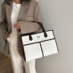Buddy. canvas bag large【WHT×CHOCO 】