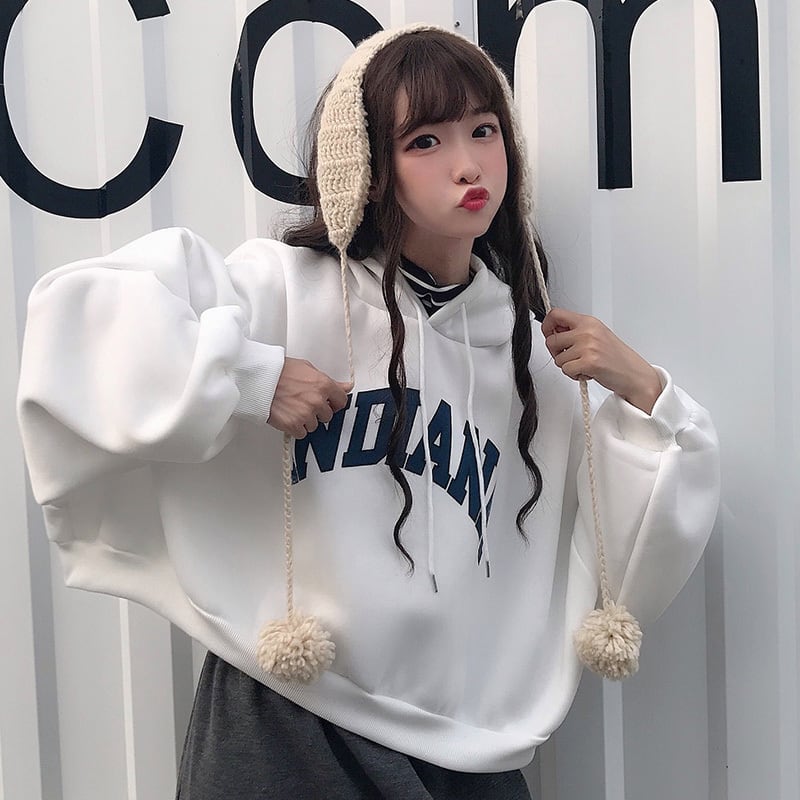 ショート丈パーカー ボリュームスリーブ フェイクレイヤード