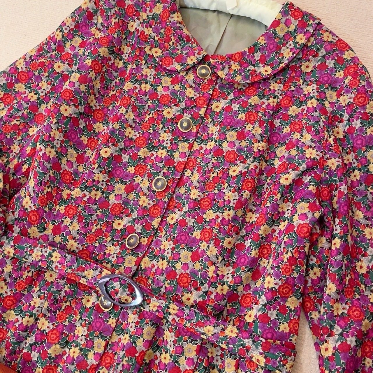 purple red flower one-piece