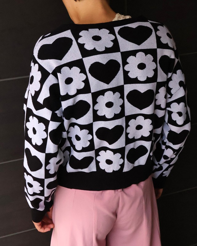 pop flower design short cardigan