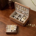 ジュエリーボックス 収納ボックス 宝石箱 木製　ハンドジュエリーポータブル　ブラックウォールナット　イヤリング　ネックレス収納　２層式　指輪　イヤリング　ネックレス　腕時計　大容量　ユニセックス　プレゼント