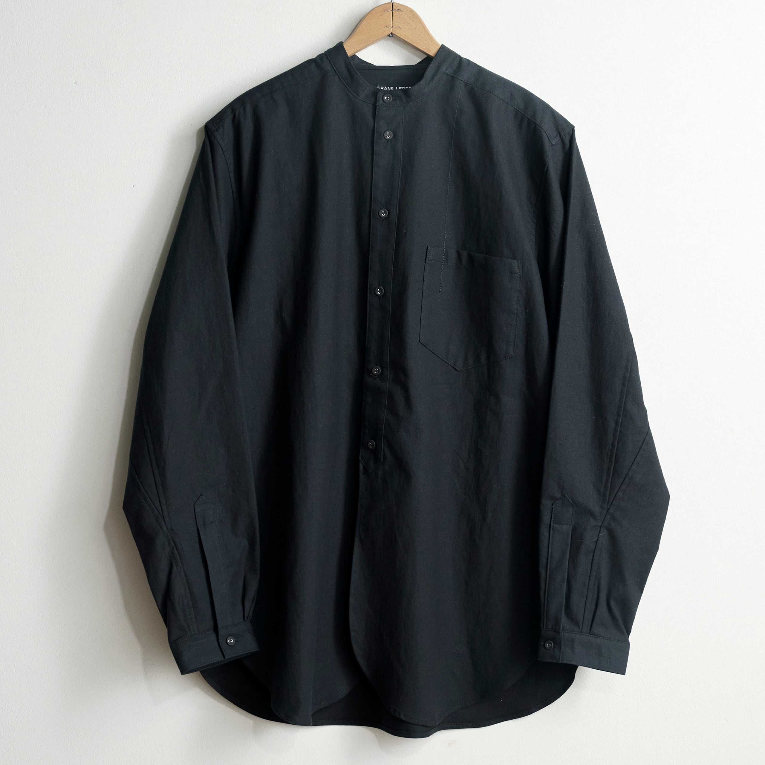FRANK LEDER フランクリーダー 60's VINTAGE BEDSHEET OLD STYLE STAND COLLAR SHIRT BLACK