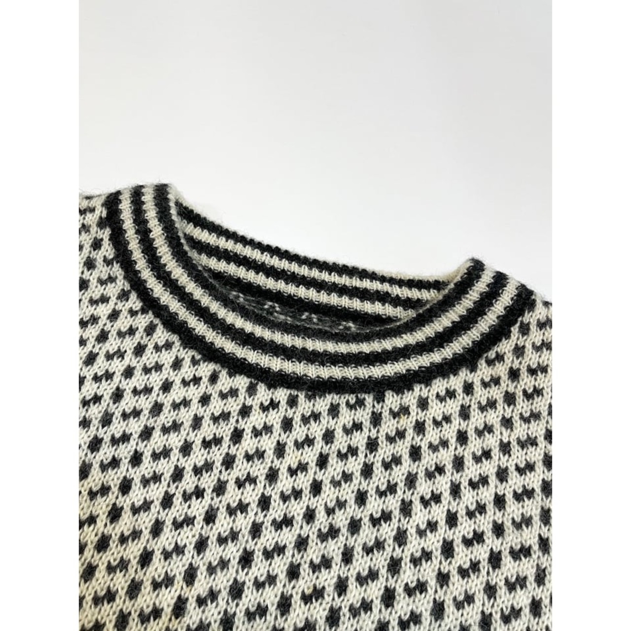 80s L.L.Bean "BIRDS EYE" WOOL KNIT MADE IN NORWAY Size XL