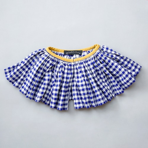 Shirring check gather collar    Fsize  /  White&Blue check