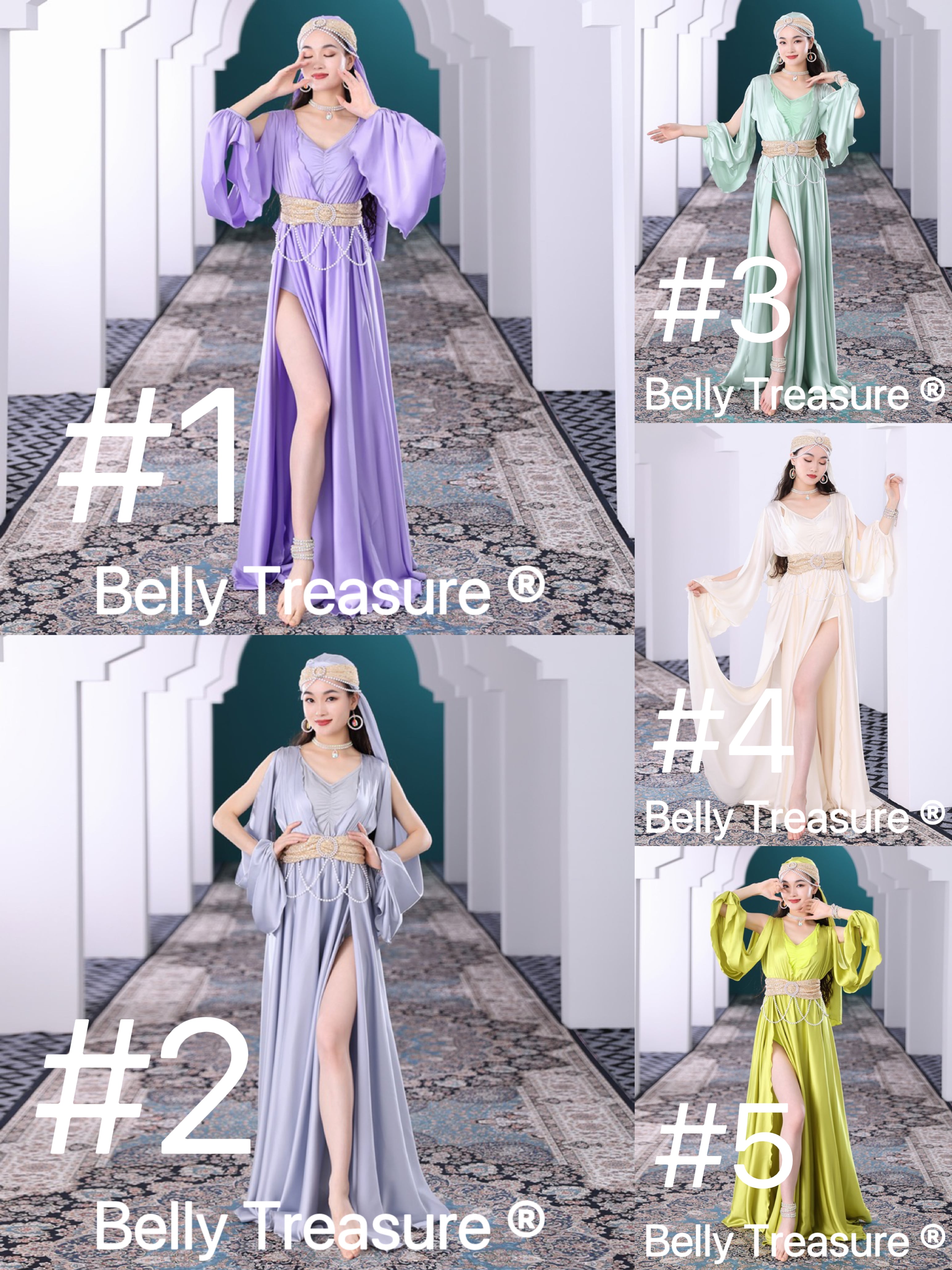 ベリーダンス　モアシャハット　紺色　上下帽子3点セット　一度着用 モアシャハット風ベリーダンス衣装新品タグ付