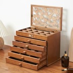 ジュエリーボックス 木製 大容量 5段 引き出し 仕切り 収納 整理 スタイリッシュ アクセサリーケース 宝石箱 インテリア 北欧 ３色 ホワイト ブラウン ライトブラン
