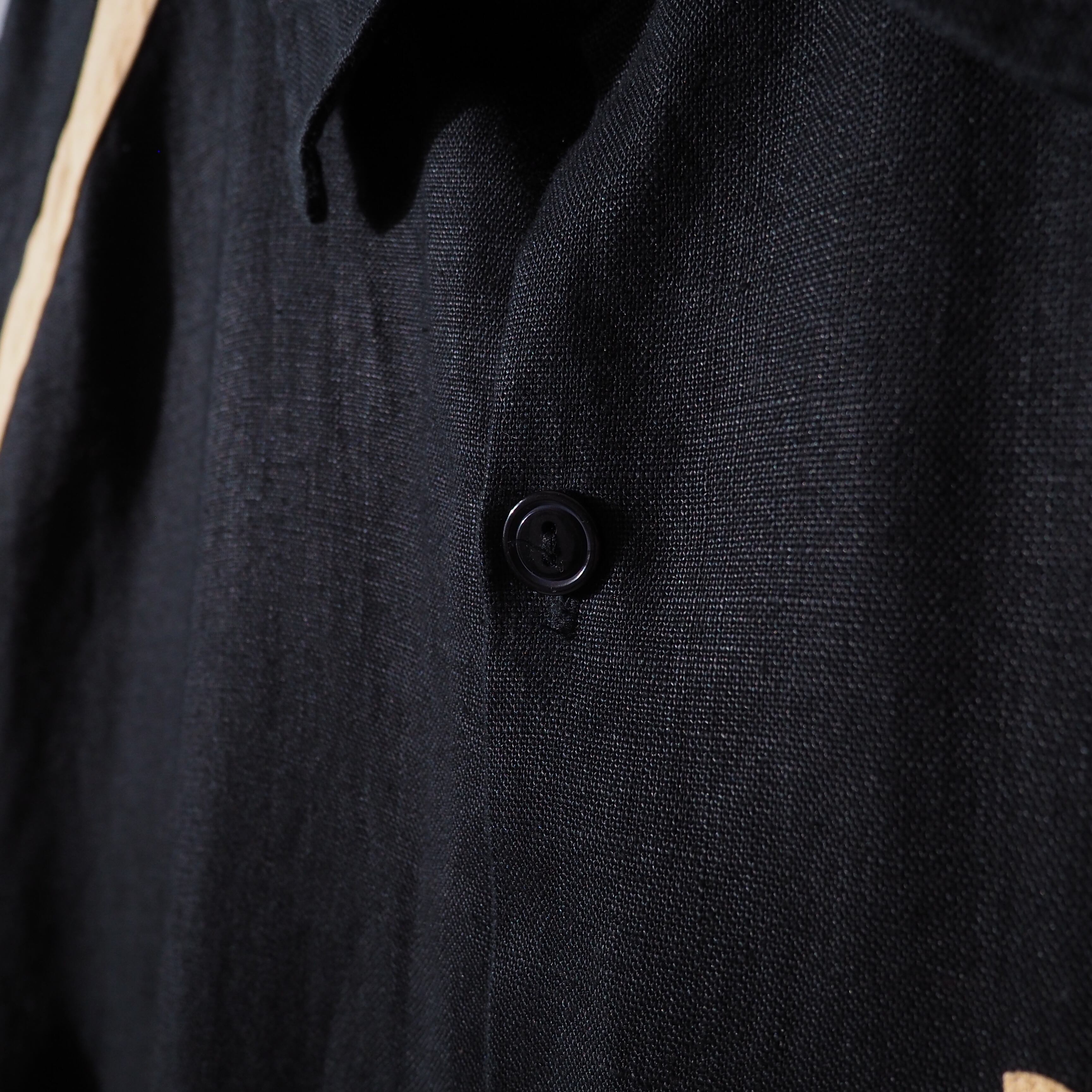” 極上 ” Black × Light yellow Bi color Over silhouett SS linen Shirt
