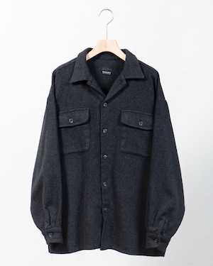open collar wool shirt w/double flap pocket / Made In CANADA