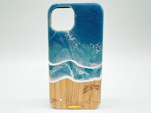 Blue coast/wood×resin wave case(bamboo)