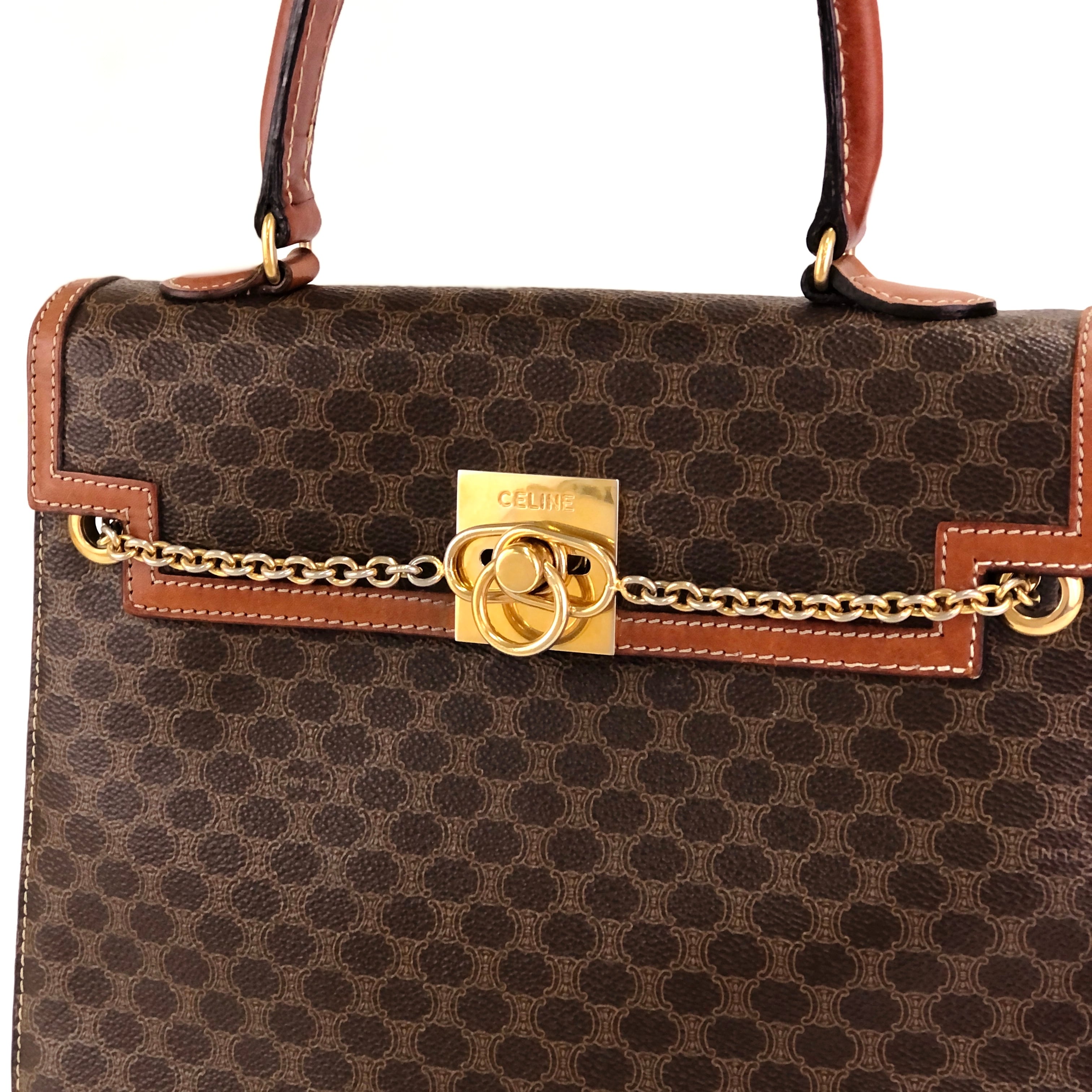 CELINE セリーヌ マカダム マンテル 両サイドチェーン ケリー