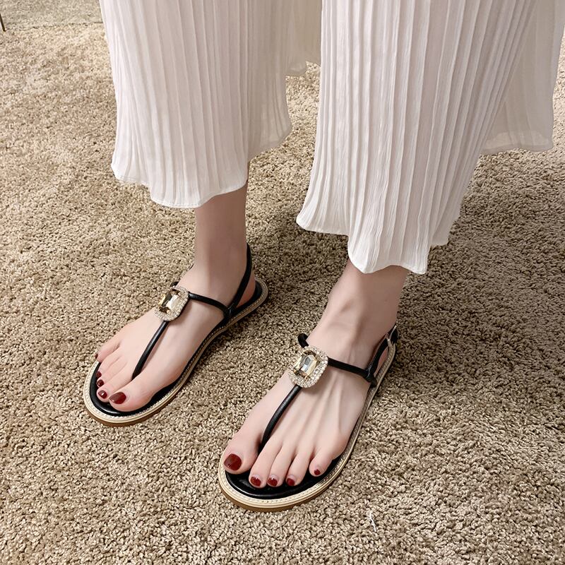 サンダル女性の妖精風2020新しい春バージョンのネット赤クリップつま先野生のフリップフロップファッション休暇ビーチシューズ 部族の婦人靴3331072