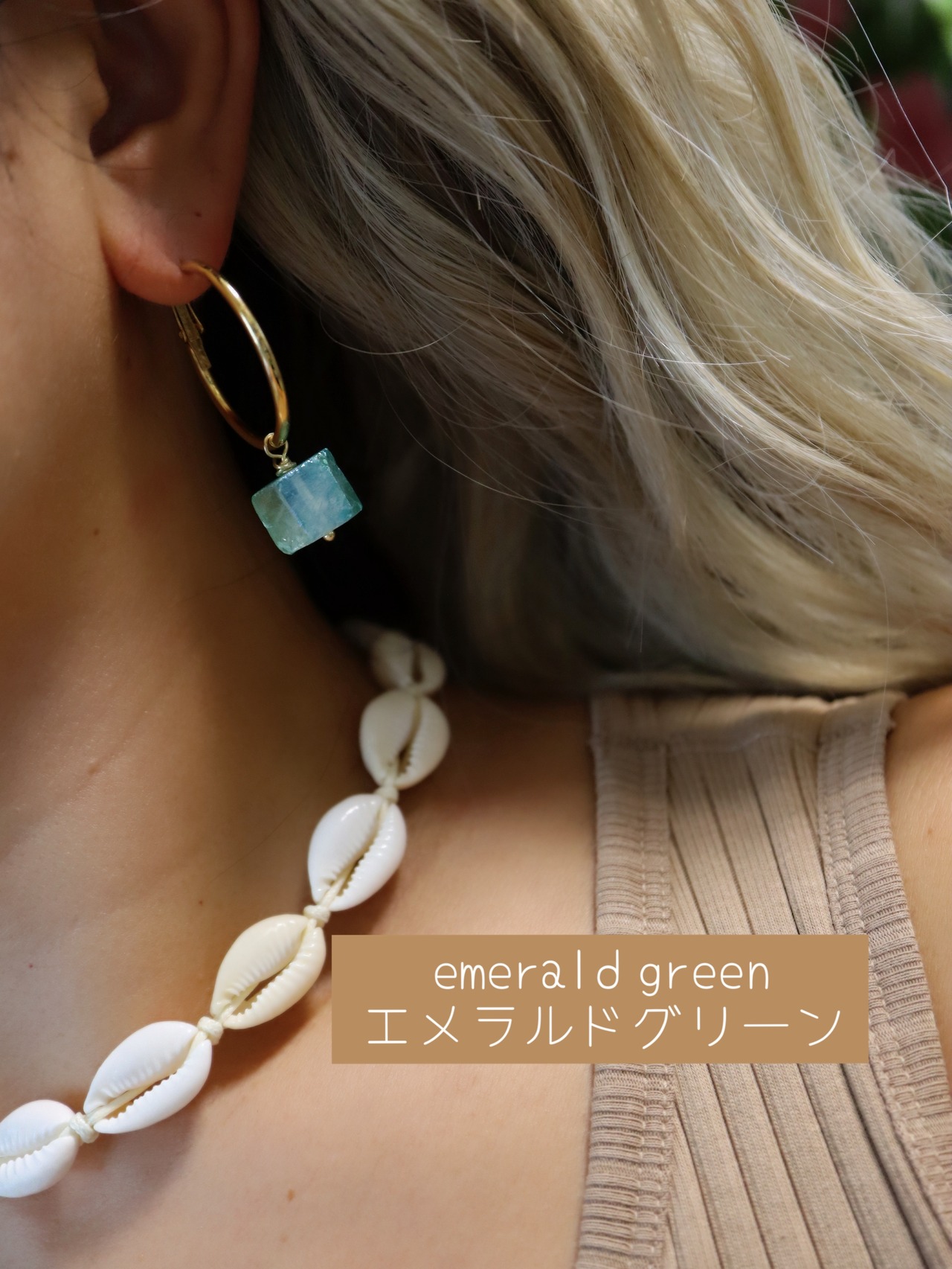 5color Quartz hoop earrings (5カラークォーツフープピアス)