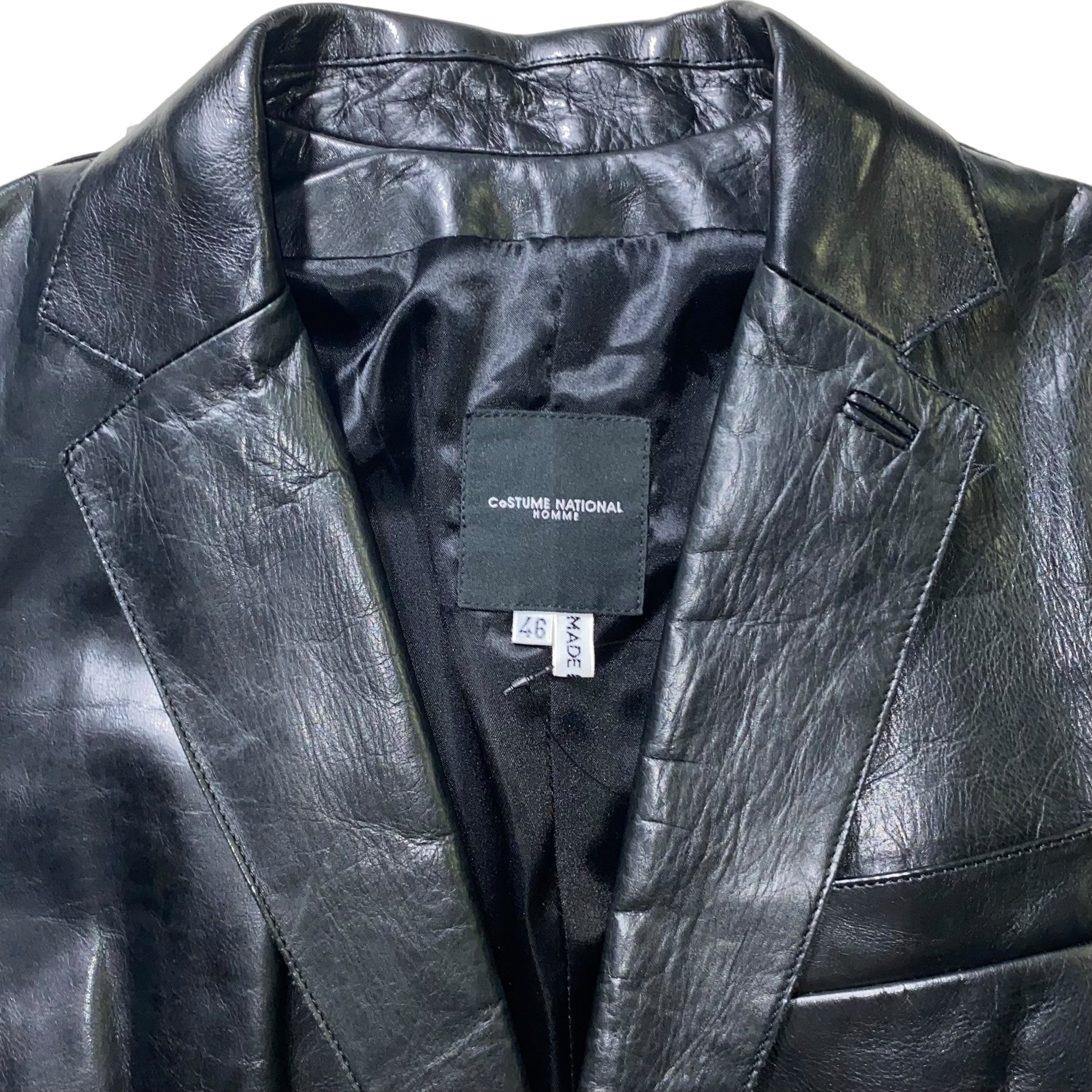 美品 CoSTUME NATIONAL HOMME アウター テーラード COSTUME NATIONAL HOMME black leather tailored coat | NOIR ONLINE