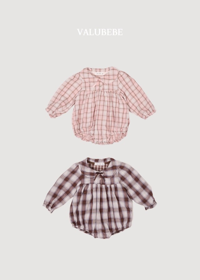 【取寄】valubebe｜check ribbon romper｜チェックリボンロンパース｜6M-18M｜baby｜26 autumn
