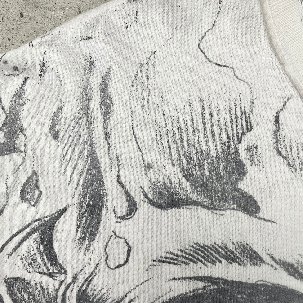 00年代 UNKNOWN スカル ドクロ 髑髏 オーバープリントプリントTシャツ 