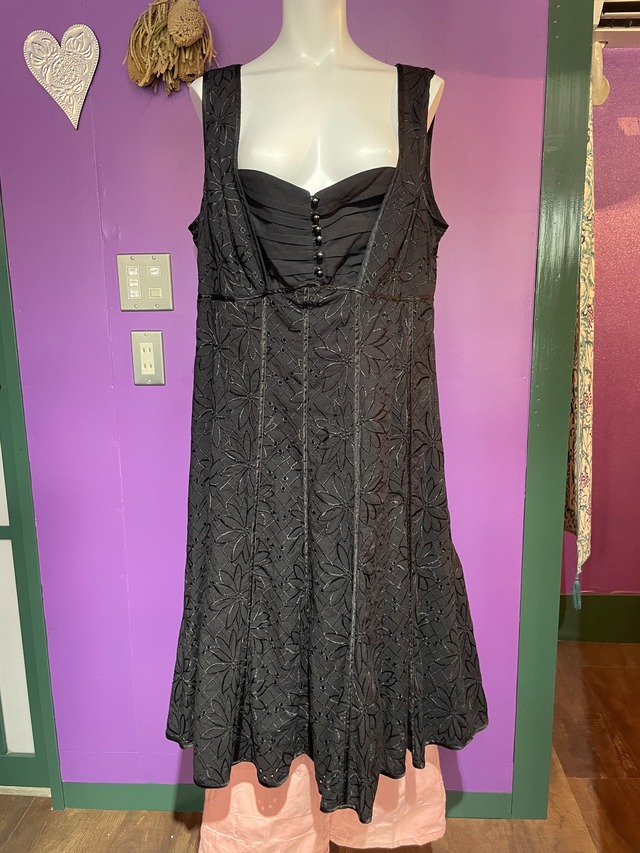 black embroidery dress