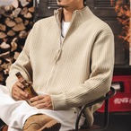 high-neck full zip-up rib-knit long sleeve ◇2color H0812