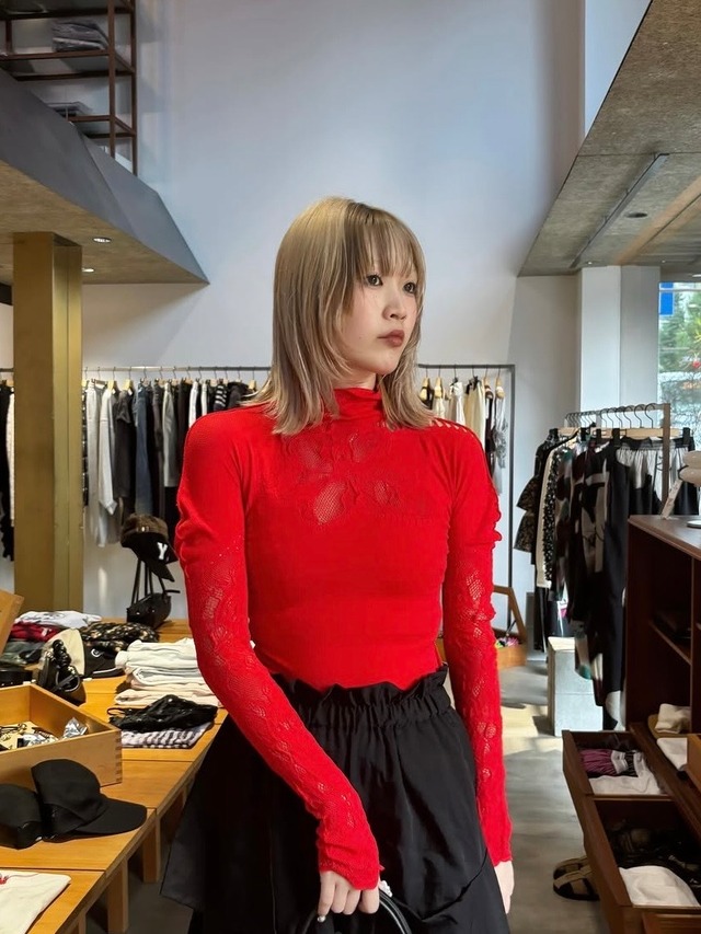 【26AW】MUKASA ムカサ / レーストップス / Lace high neck top