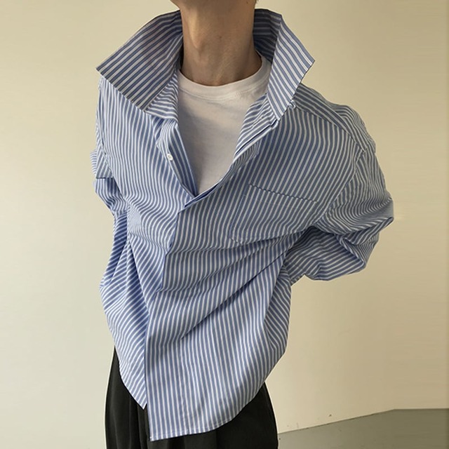 COLNストライプスタンドカラーシャツ