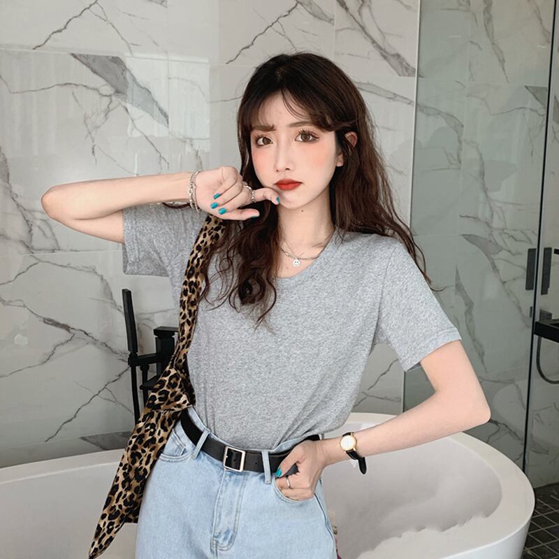 スプリングルーズカラーTシャツ ソリッド プルオーバー トップス 春物 ソリッドカラー 試着室88907755207