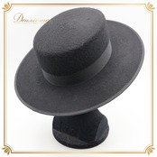 フラメンコ 衣装 コルドベス ハット ブラック系 フェルナンデス FERNANDEZ ROCHE 54サイズ 黒 帽子 ぼうし つば リボン つば付き シンプル スペイン製 無地 練習 レッスン 小物 イベント ステージ オールブラック