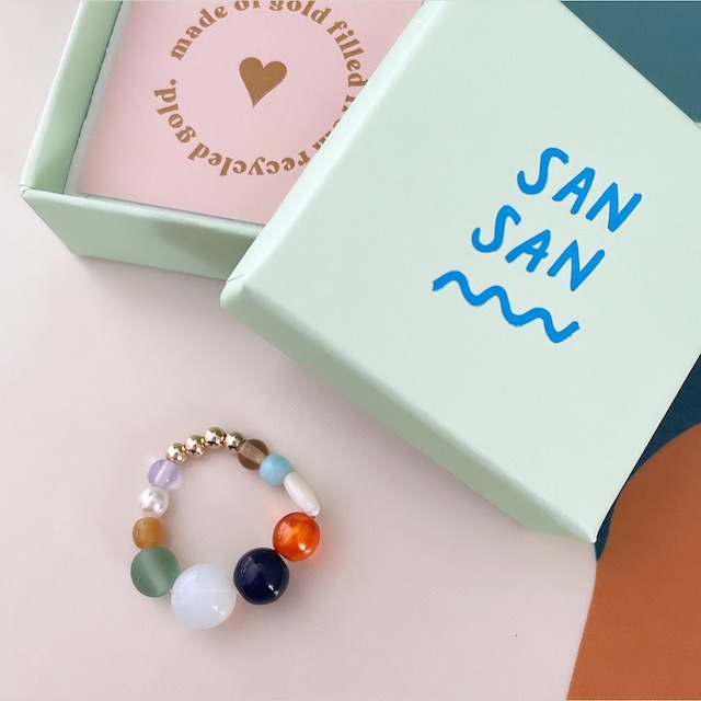 SAN SAN "BOULE Ring-seafoam-opal white-navy-orange