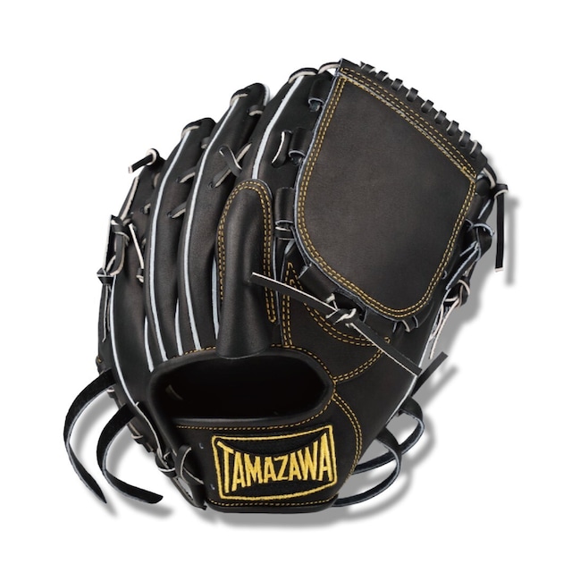 【硬式】玉澤 硬式投手用(ピッチャー用) グローブ DELUXE TUG-11DX 横型 プレーンウェブ（本体：ブラック　紐：中白ブラック）｜タマザワ
