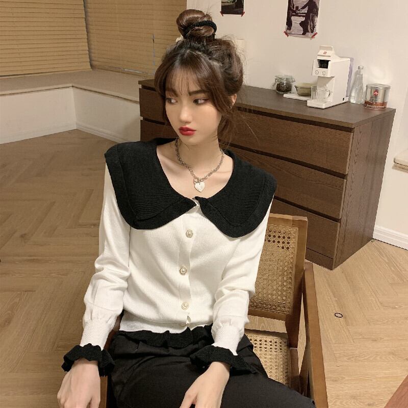 カラーニットカーディガントップス オータムセーター ロング 秋物 ガールズファッション79983339940