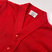 70s 80s 当時物 VAN JAC ヴァンヂャケット レタード ワッペン ニット カーディガン サイズ M /赤/レッド/ビンテージ/男女でも