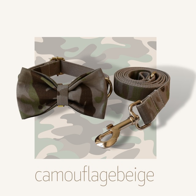 【パターンシリーズ】カモフラベージュ×ゴールドバックル迷子札刻印サービス・犬用首輪＆リボン