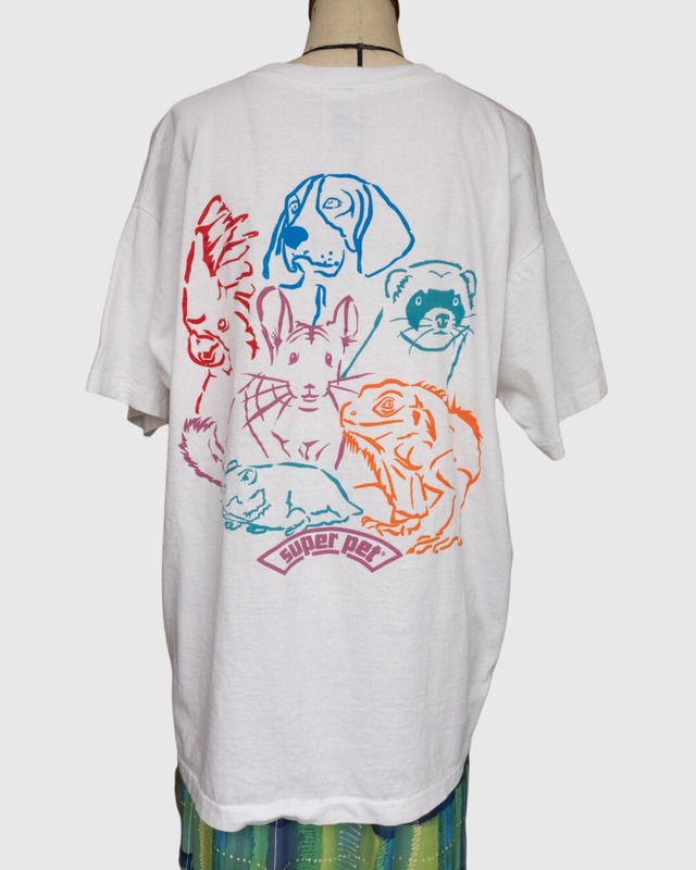 【古着】"super pet" カラフル・アニマル バックプリント T