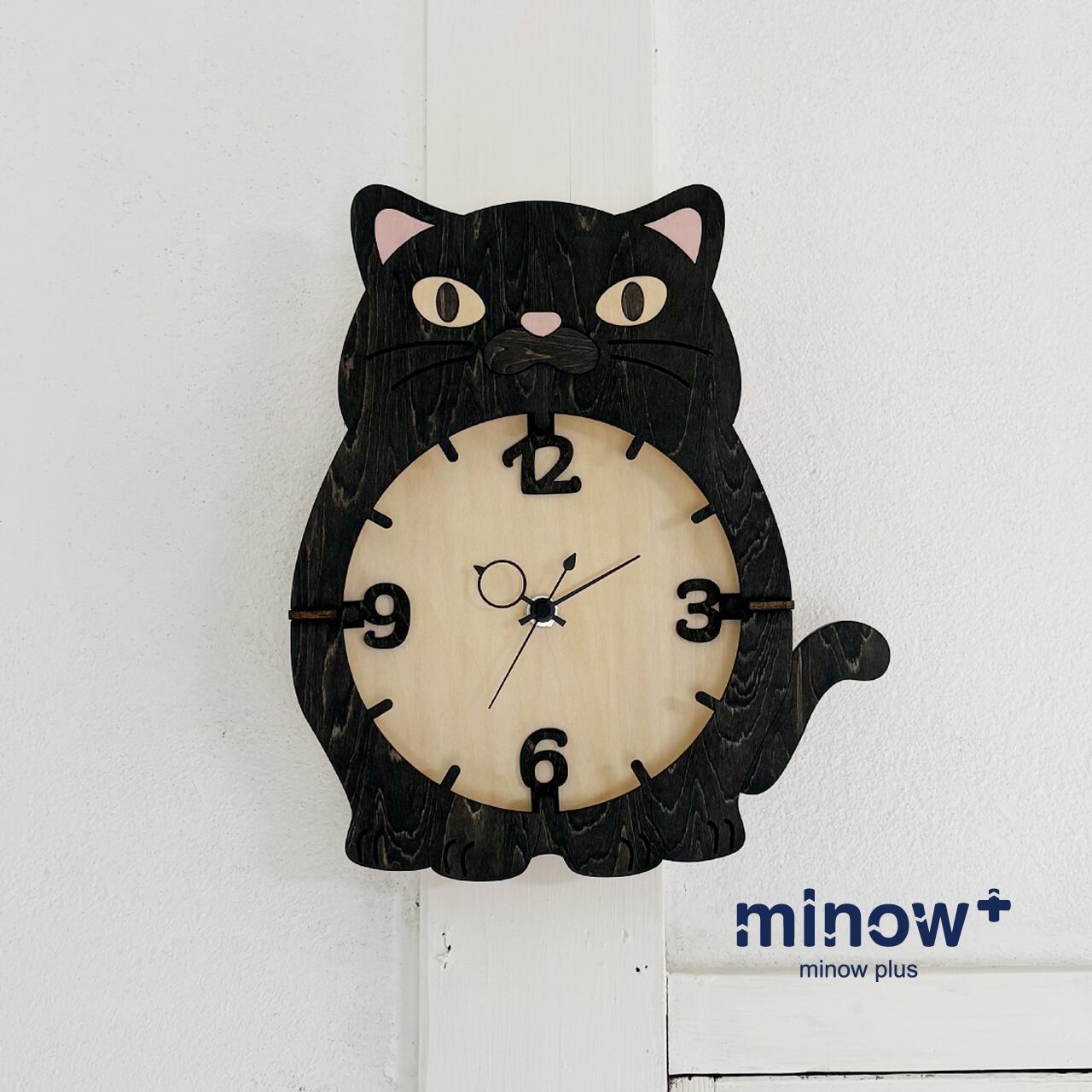 黒ねこ」木製掛け時計 | minowplus