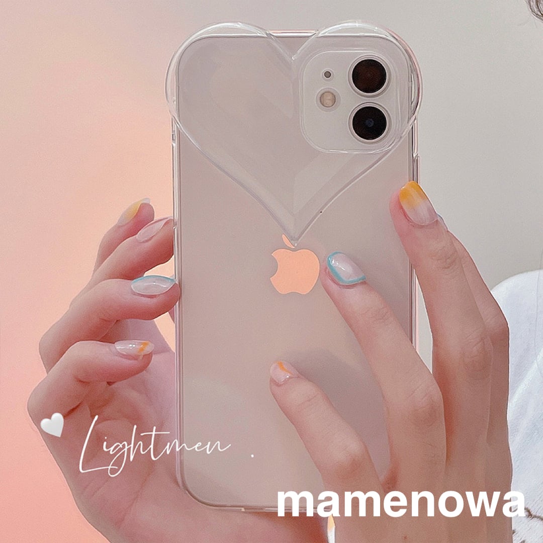 韓国 iPhoneケース スマホケース ハート クリア 透明 可愛い デコ