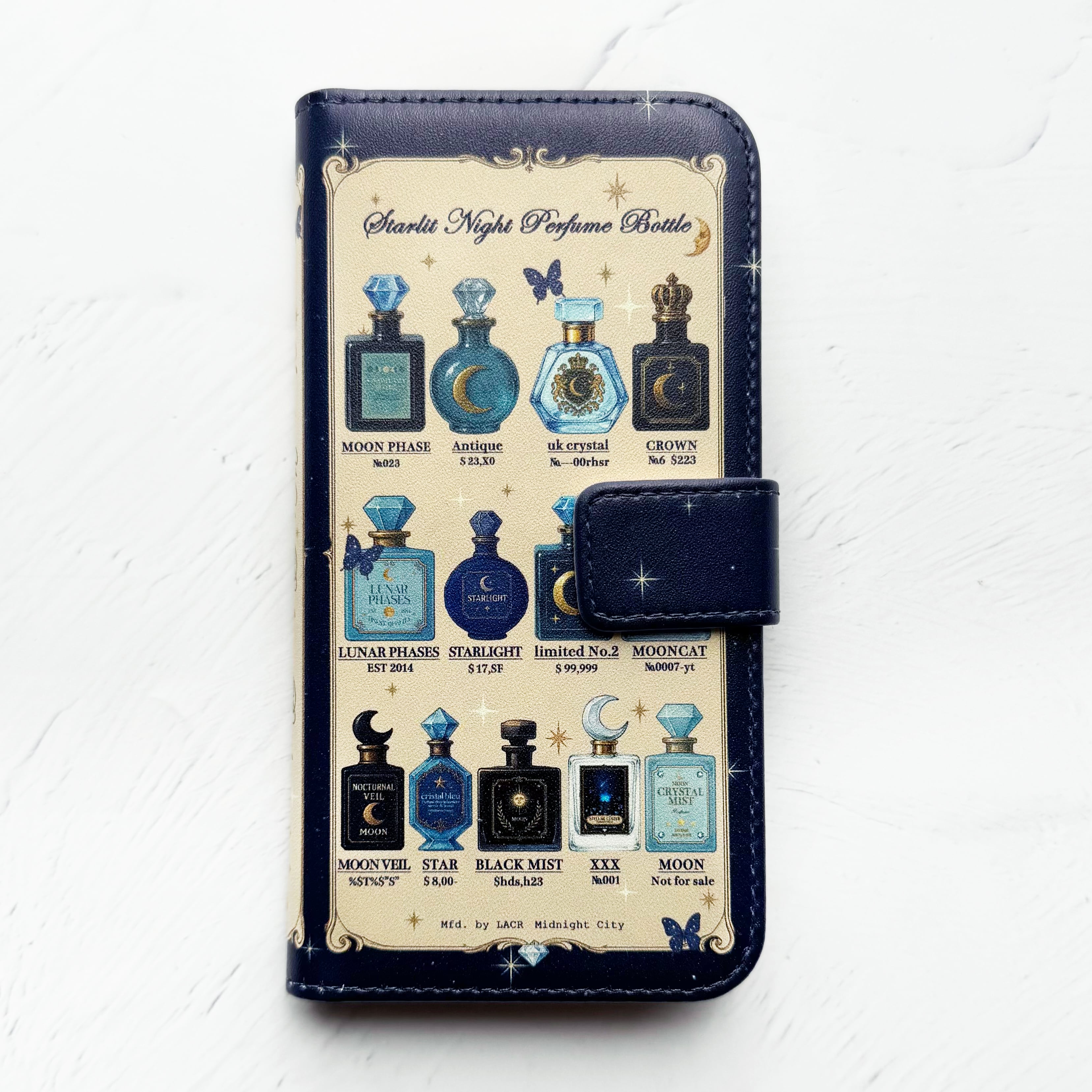 星空香水瓶 コラージュ瓶柄 スマホケース 手帳型スマホケース iPhone