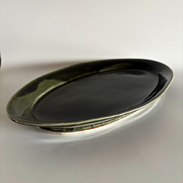 宮内太志 楕円皿_大_緑