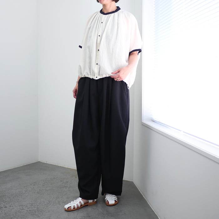 MANON マノン フレンチスリーブスピンドルクレリックアミカルシャツ