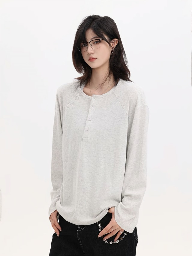 ヘンリーネック長袖シャツ / Henley Neck long Sleeve Shirt