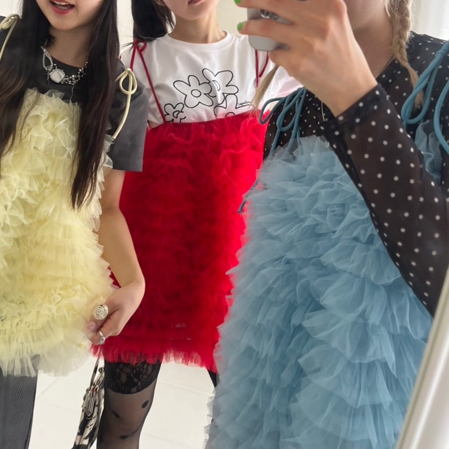 Tie-Shoulder Tulle Bustier_LN03517