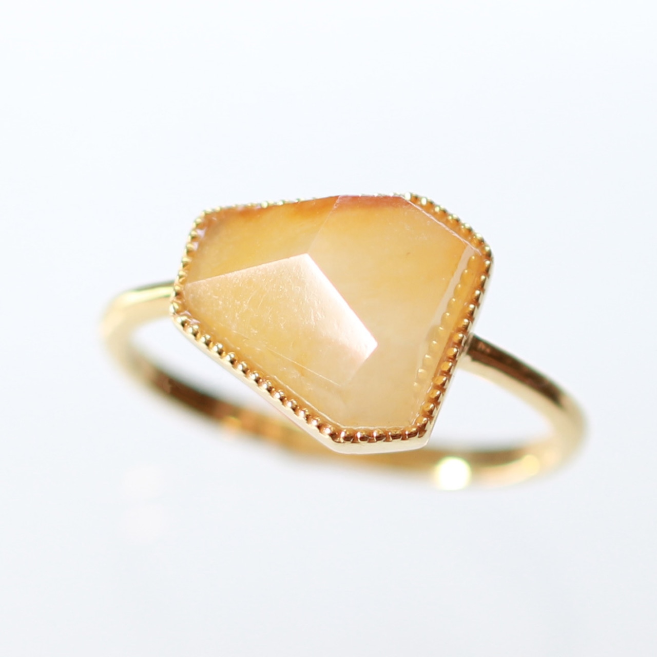 ファセットカットリング orange facet cut millgrain ring A貨翡翠 jd_rg1899