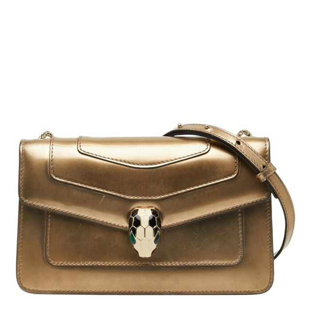ブルガリ セルペンティ フォーエバー ショルダーバッグ ゴールド パテントレザー レディース BVLGARI 【中古】