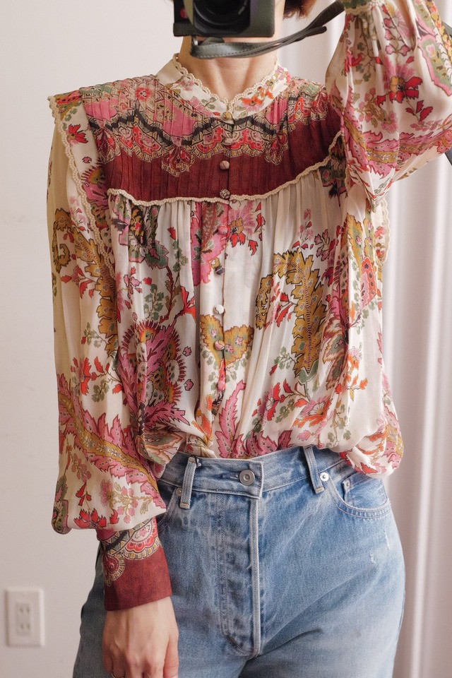 print pintuck blouse pink