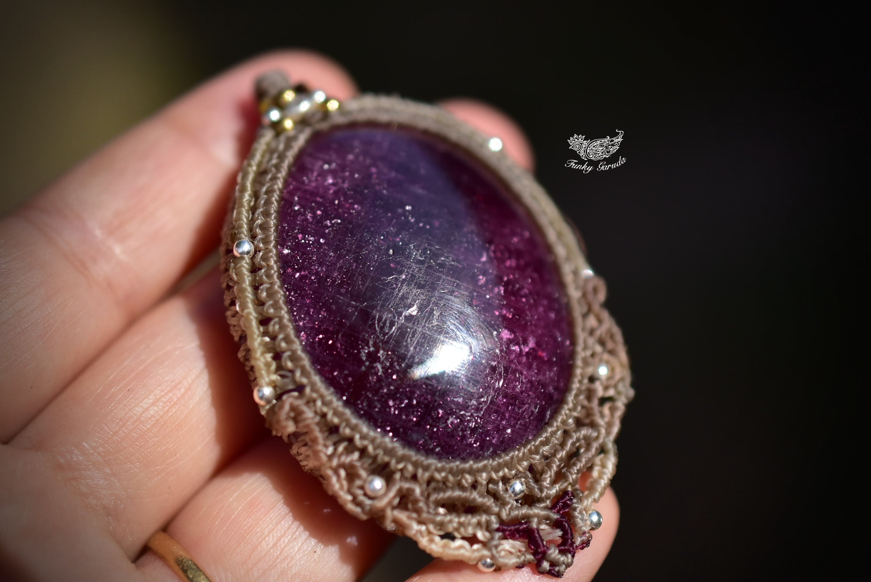 マクラメ編み アフリカン大粒ルビー