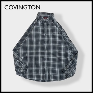 【COVINGTON】コットン ネルシャツ 長袖 フランネルシャツ カジュアルシャツ チェック柄 柄シャツ XL US古着