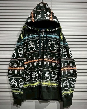 【X VINTAGE】"ECKO UNLTD" Skull Pattern Loose Zip Up Hoodie