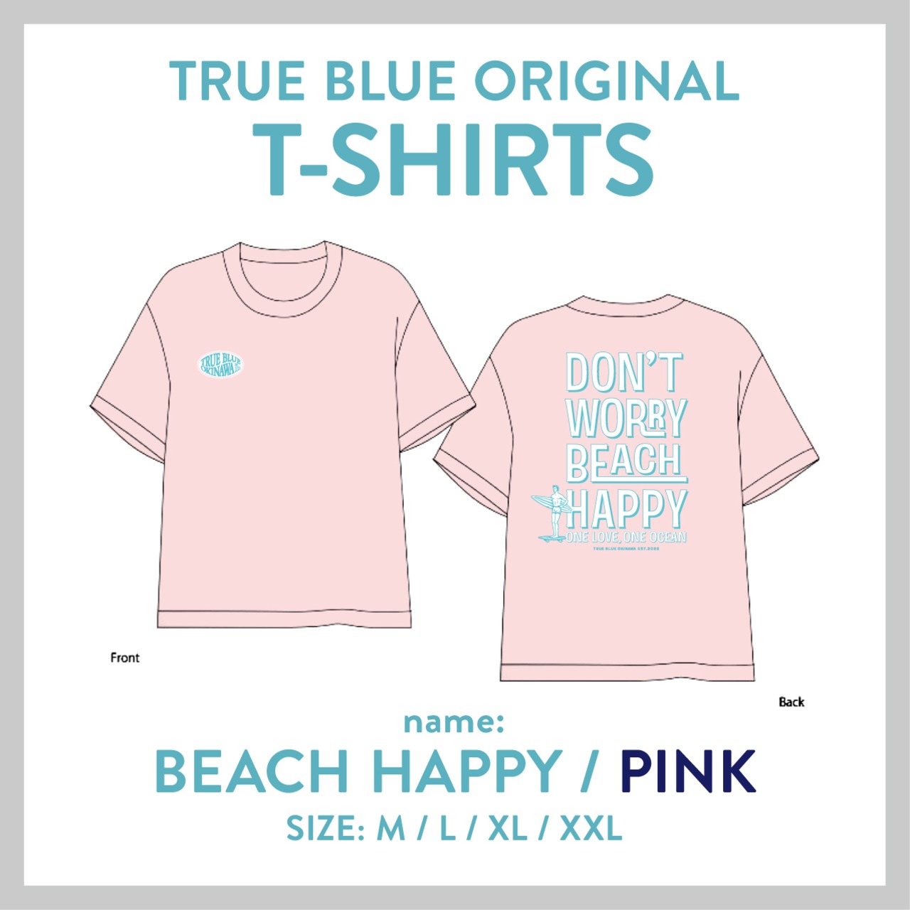 TRUE BLUE オリジナル Tシャツ（BEACh HAPPY / ピンク）
