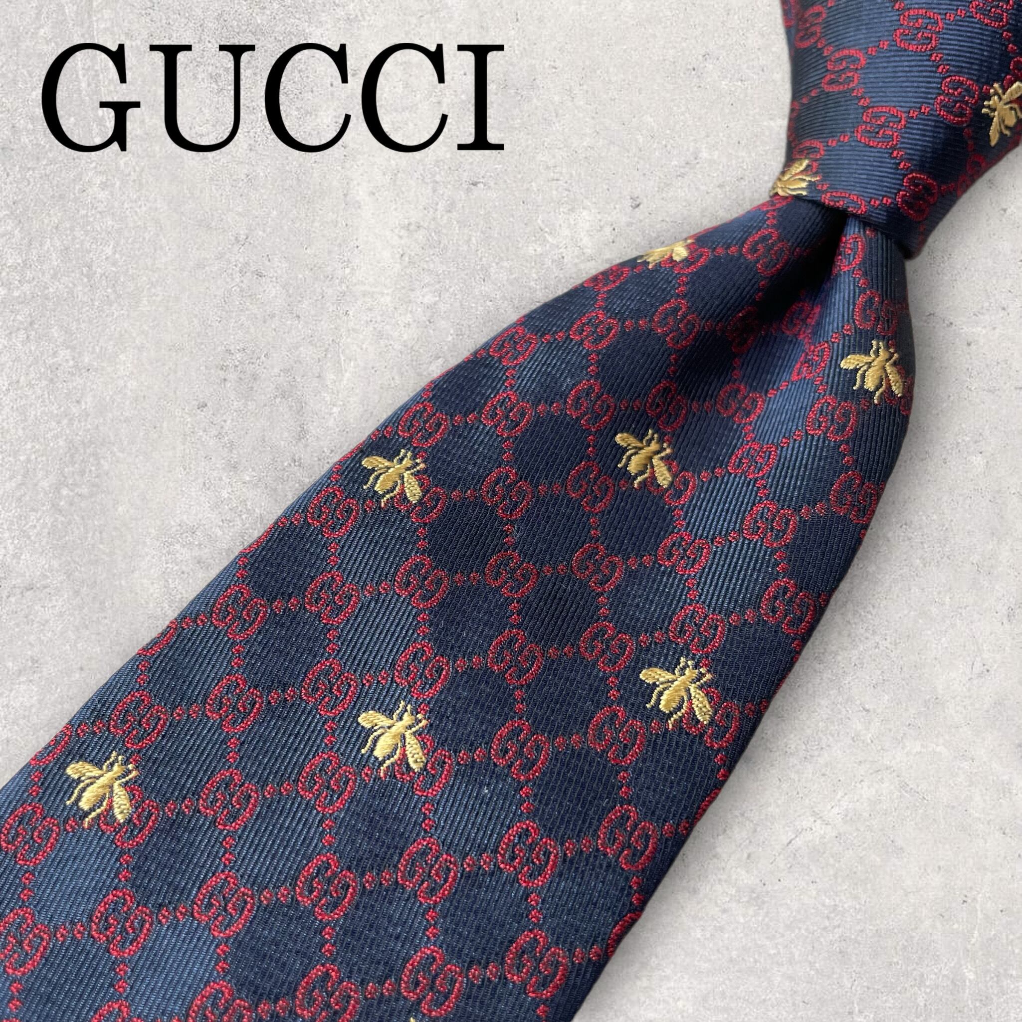 有名なブランド ✨極美品✨現行タグ GUCCI ネクタイ シルク GG柄 蜂