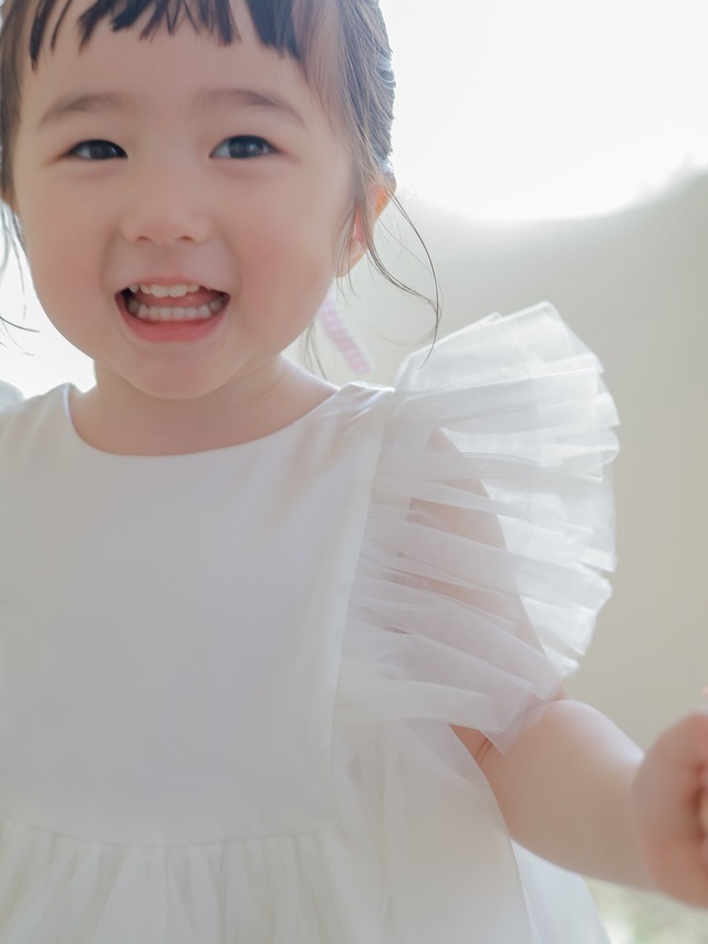 【June bride 価格♡送料無料！】back ribbon tulle dress〈White &Black〉